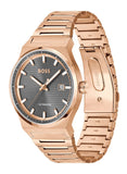 Hugo Boss Candor Automatic Grey Dial Rose Gold Steel Strap Watch for Men - 1514185