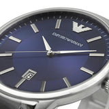 Emporio Armani Renato Blue Dial Silver Steel Strap Watch for Men - AR11180