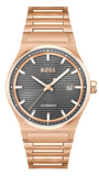 Hugo Boss Candor Automatic Grey Dial Rose Gold Steel Strap Watch for Men - 1514185
