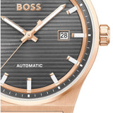 Hugo Boss Candor Automatic Grey Dial Rose Gold Steel Strap Watch for Men - 1514185