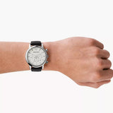 Emporio Armani Luigi Chronograph White Dial Black Leather Strap Watch for Men - AR1810