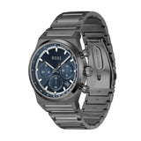 Hugo Boss Candor Chronograph Blue Dial Grey Steel Strap Watch for Men - 1514223