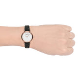 Emporio Armani Gianni T-Bar White Dial Black Leather Strap Watch for Women - AR11270