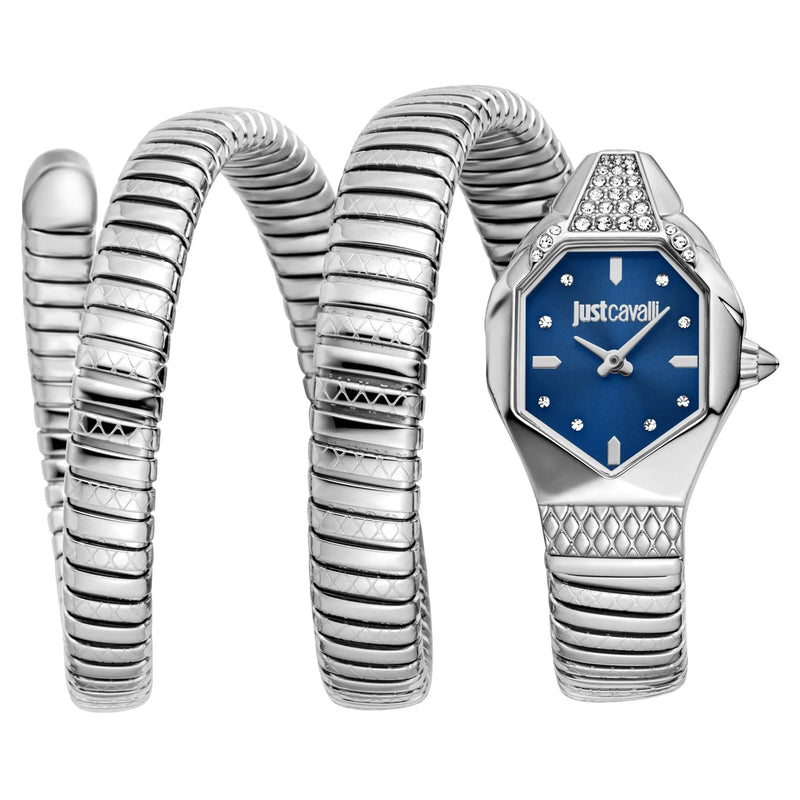 Just Cavalli Ambra Blue Dial Silver Steel Strap Watch for Women - JC1L370M0025