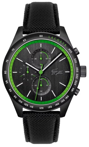 Lacoste Apext Black Dial Black Leather Strap Watch for Men - 2011296