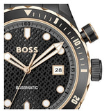 Hugo Boss Bossmatic Automatic Black Dial Black Steel Strap Watch for Men - 1514215