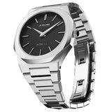 D1 Milano Ultra Thin Black Dial Silver Steel Strap Watch for Women - D1-UTBL05