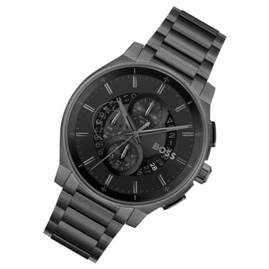 Hugo Boss Peak Chronograph Black Dial Black Steel Strap Watch for Men - 1514192
