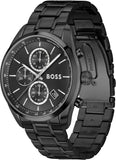 Hugo Boss Grand Prix Chronograph Black Dial Black Steel Strap Watch for Men - 1514298