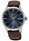 Seiko Cocktail Time Automatic Blue Dial Brown Leather Strap Watch for Men - SRPK15K1