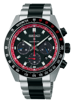 Seiko Prospex Speedtimer Solar Chronograph Datsun 240Z Collaboration Limited Edition Black Dial Two Tone Steel Strap Watch for Men - SSC957
