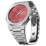 D1 Milano Ultra Thin Red Dial Silver Steel Strap Watch for Men - D1-UTBJ20