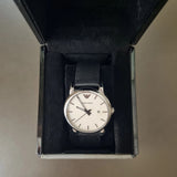 Emporio Armani Luigi White Dial Black Leather Strap Watch for Men - AR1694