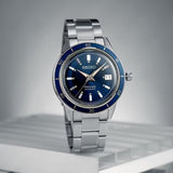Seiko Presage Style60's Automatic Blue Dial Silver Steel Strap Watch for Men - SRPG05J1