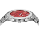 D1 Milano Ultra Thin Red Dial Silver Steel Strap Watch for Men - D1-UTBJ20