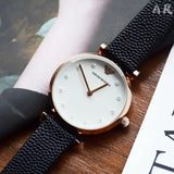Emporio Armani Gianni T-Bar White Dial Black Leather Strap Watch for Women - AR11270