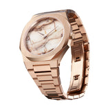 D1 Milano Ultra Thin Marble Dial Rose Gold Steel Strap Watch for Women - D1-UTBL14