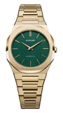 D1 Milano Ultra Thin Green Dial Gold Steel Strap Watch for Women - D1-UTBL18