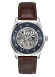 Hugo Boss Principle Skeleton Blue Dial Brown Leather Strap Watch for Men - 1514305