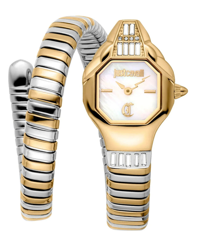 Just Cavalli Brillante Mother of Pearl Dial Two Tone Steel Strap Watch for Women - JC1L326M0055
