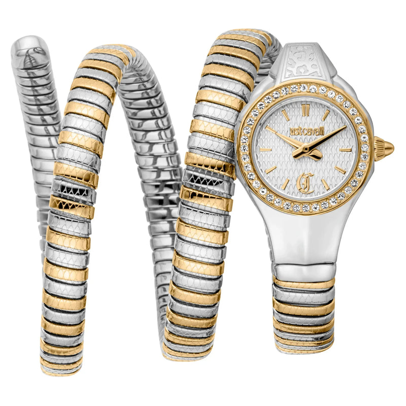 Just Cavalli Vita Analog White Dial Two Tone Steel Strap Watch for Women - JC1L355M0055