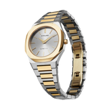 D1 Milano Ultra Thin Silver Dial Two Tone Steel Strap Watch for Women - D1-UTBL34