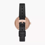 Emporio Armani Gianni T-Bar White Dial Black Leather Strap Watch for Women - AR11270