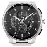 Hugo Boss Peak Chronograph Black Dial Silver Steel Strap Watch for Men - 1514191