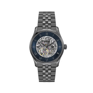 Hugo Boss Principle Skeleton Blue Dial Grey Steel Strap Watch for Men - 1514254