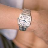 D1 Milano Square Silver Dial Silver Steel Strap Watch for Men - D1-SQBJ01