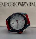 Emporio Armani Sigma Silver Dial Red Silicone Strap Watch for Men - AR11219