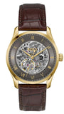 Hugo Boss Principle Skeleton Grey Dial Brown Leather Strap Watch for Men - 1514235
