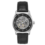 Hugo Boss Principle Skeleton Black Dial Black Leather Strap Watch for Men - 1514234