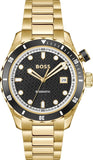 Hugo Boss Bossmatic Automatic Black Dial Gold Steel Strap Watch for Men - 1514180