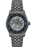 Hugo Boss Principle Skeleton Blue Dial Grey Steel Strap Watch for Men - 1514254