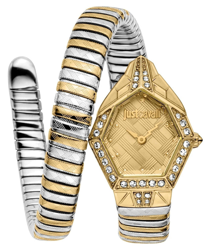 Just Cavalli Ornato Gold Dial Two Tone Steel Strap Watch for Women - JC1L303M0055