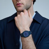 D1 Milano Square Galaxy Blue Dial Blue Steel Strap Watch for Men - D1-SQBJ09