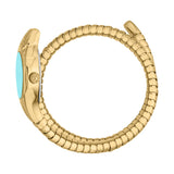 Just Cavalli Fiore Turquoise Dial Gold Steel Strap Watch for Women - JC1L354M0035