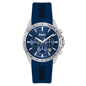 Hugo Boss Strike Chronograph Blue Dial Blue Rubber Strap Watch for Men - 1514239