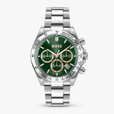 Hugo Boss Hero 2.0 Chronograph Green Dial Silver Steel Strap Watch for Men - 1514268