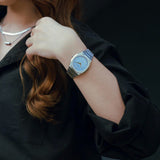 D1 Milano Ultra Thin Blue Dial Silver Steel Strap Watch for Women - D1-UTBL17