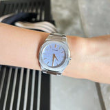 D1 Milano Ultra Thin Blue Dial Silver Steel Strap Watch for Women - D1-UTBL17