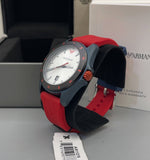 Emporio Armani Sigma Silver Dial Red Silicone Strap Watch for Men - AR11219