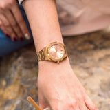 D1 Milano Ultra Thin Zephyr Gold Dial Gold Steel Strap Watch for Women - D1-UTBL31