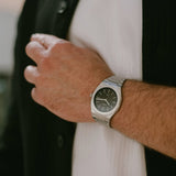 D1 Milano Ultra Thin Matte Black Dial Silver Steel Strap Watch for Men - D1-UTBJ40