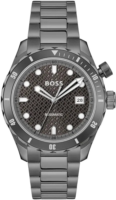 Hugo Boss Bossmatic Automatic Anthracite Grey Dial Grey Steel Strap Watch for Men - 1514213