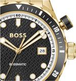 Hugo Boss Bossmatic Automatic Black Dial Gold Steel Strap Watch for Men - 1514180
