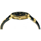 Versace V Circulus Quartz Black Dial Black Leather Strap Watch for Women - VBP12017