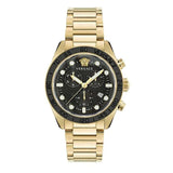 Versace Greca Dome Chronograph Black Dial Gold Steel Strap Watch for Men - VE6K00523