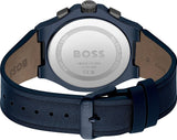Hugo Boss Taper Chronograph Black Dial Blue Leather Strap Watch for Men - 1514086